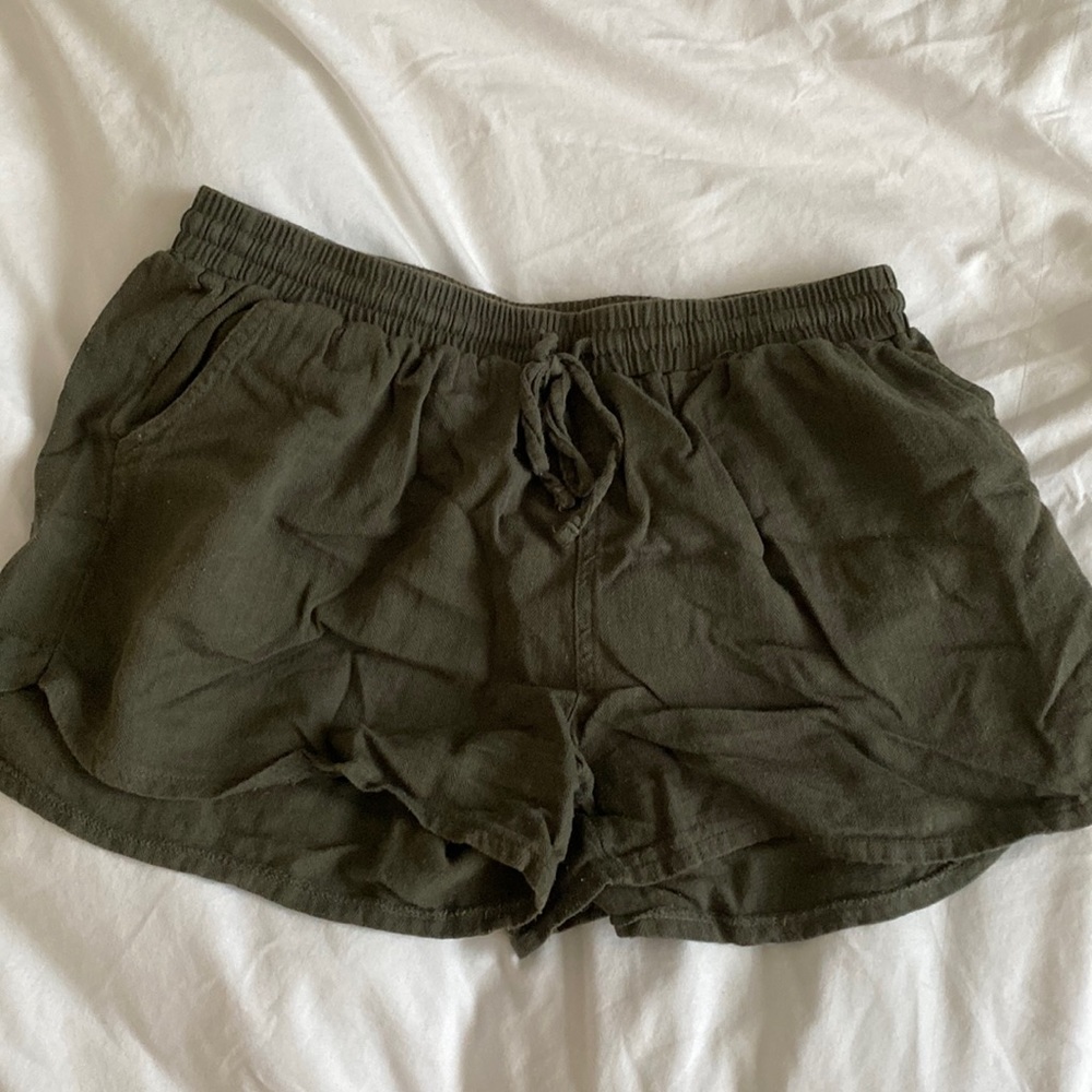 Green Cotton drawstring shorts